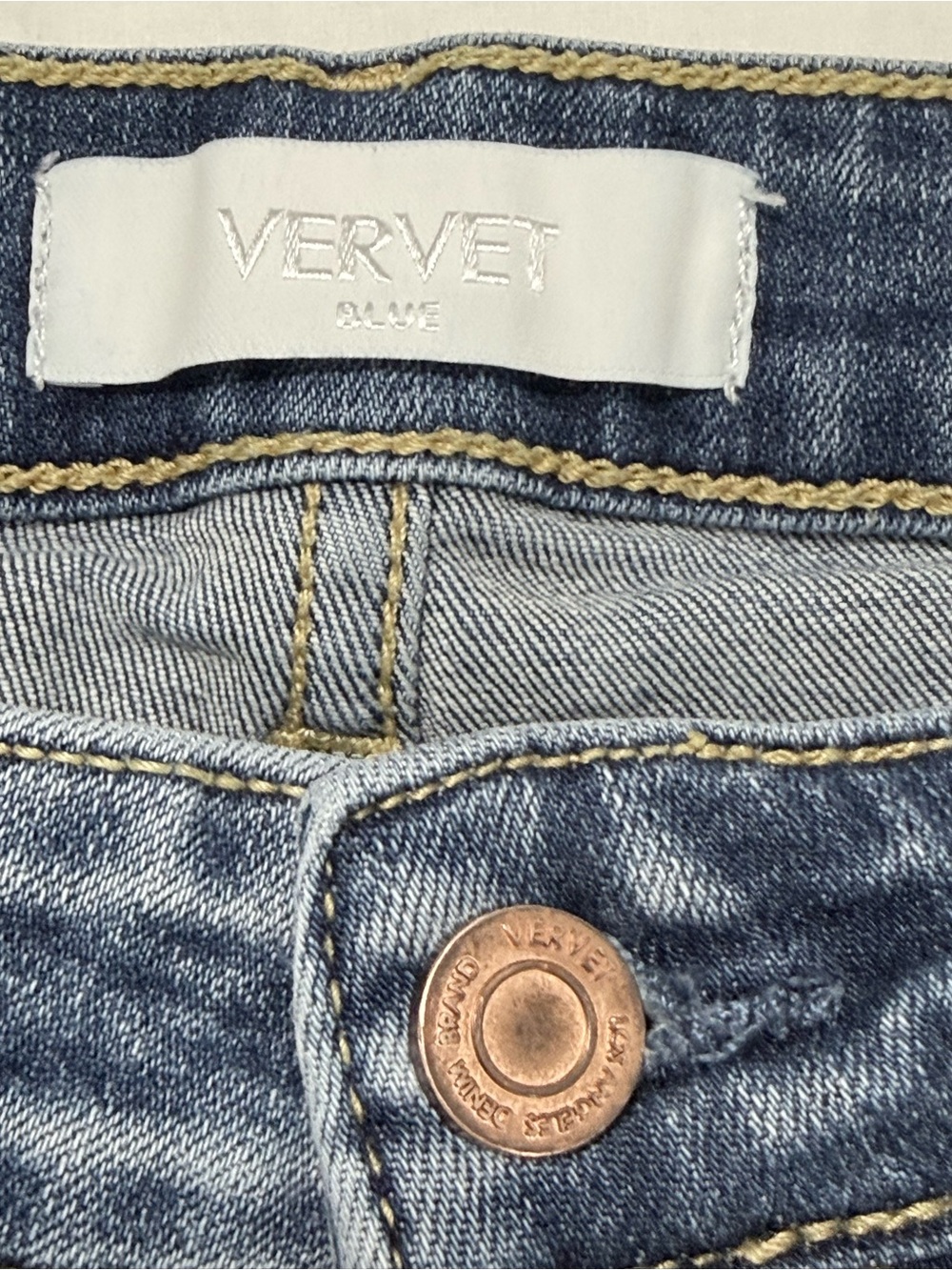 VERVET Size 29 Distressed Raw Hem Flare Jeans Medium Wash - Picture 4 of 5